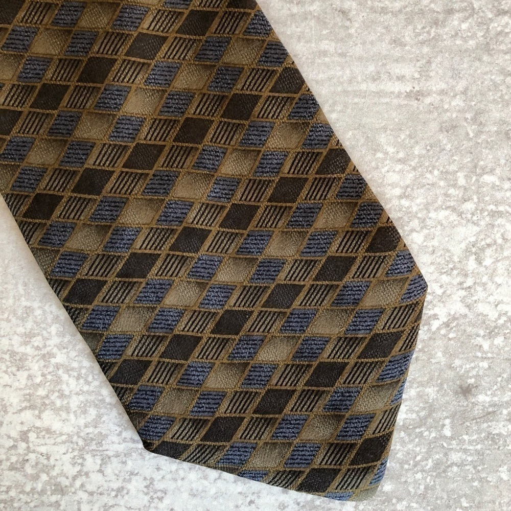 Louis Roth Silk Tie Men’s Patterned Brown Blue Beige